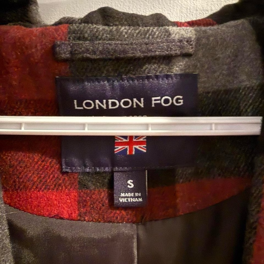 NWT London Fog Charcoal Hooded Coat Plaid Lined Sz S Classic Winter Jacket - Picture 5 of 7